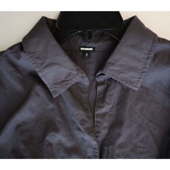 Monrow HD0511 Women Sz M Faded Black Poplin Button-Up Collared Shirt Dress - Picture 9 of 13